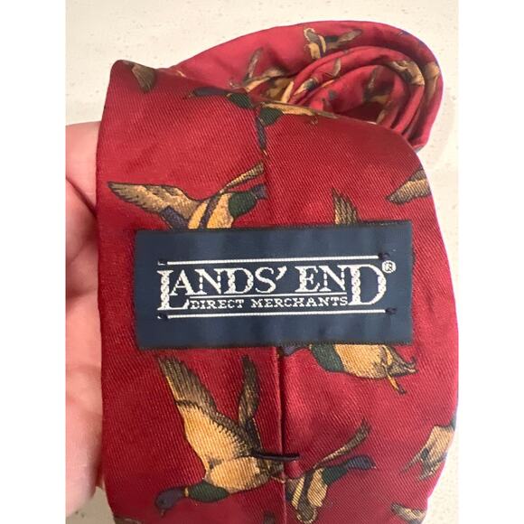Lands End mens silk necktie tie with ducks - Picture 4 of 5